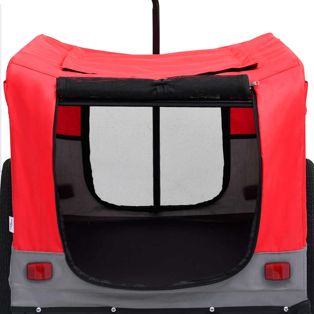 vidaXL Τρέιλερ Ποδηλάτου για Κατοικίδια-Καρότσι Jogging Κόκκινο/Γκρι