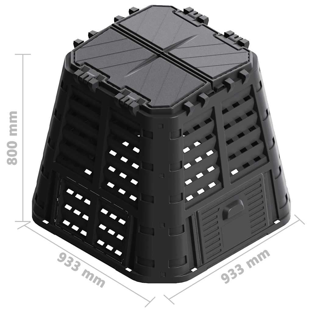 vidaXL Κάδος Κομποστοποίησης Μαύρος 93,3 x 93,3 x 80 εκ. 480 Λίτρων