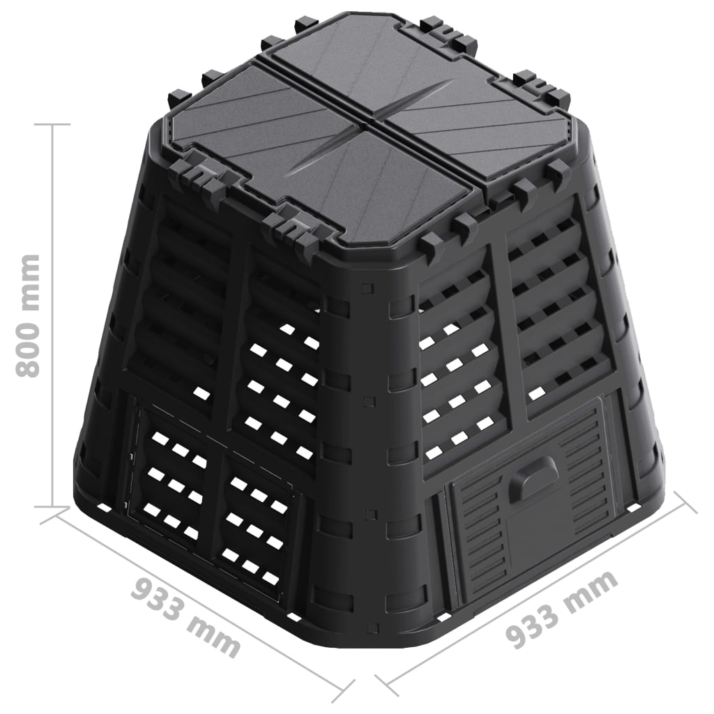 vidaXL Κάδος Κομποστοποίησης Μαύρος 93,3 x 93,3 x 80 εκ. 480 Λίτρων