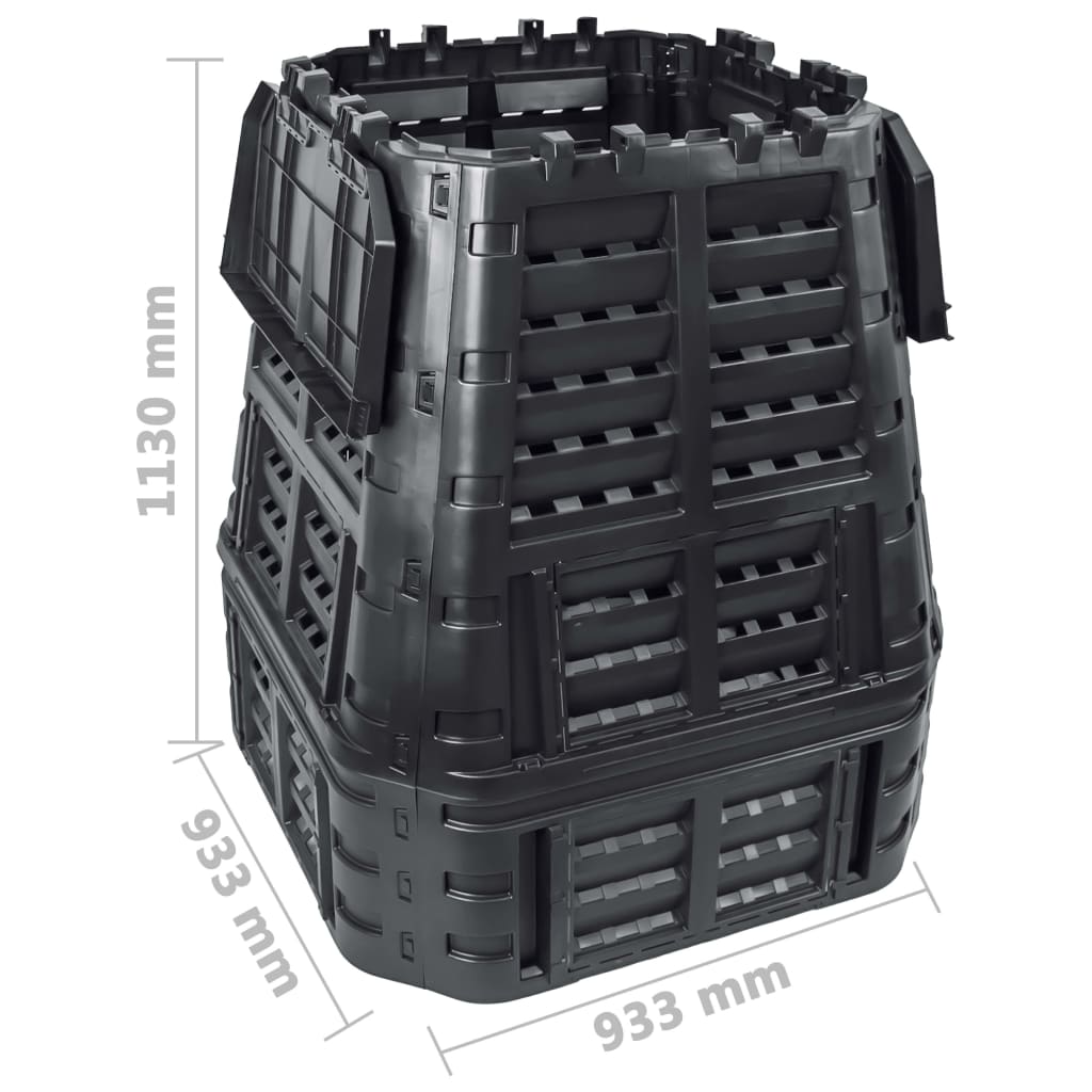 vidaXL Κάδος Κομποστοποίησης Μαύρος 93,3 x 93,3 x 113 εκ. 740 Λίτρων