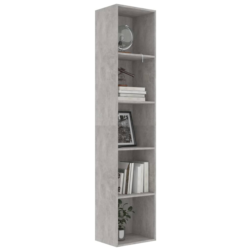 vidaXL Βιβλιοθήκη Γκρι του Σκυροδέματος 40x30x189 εκ. από Επεξ. Ξύλο