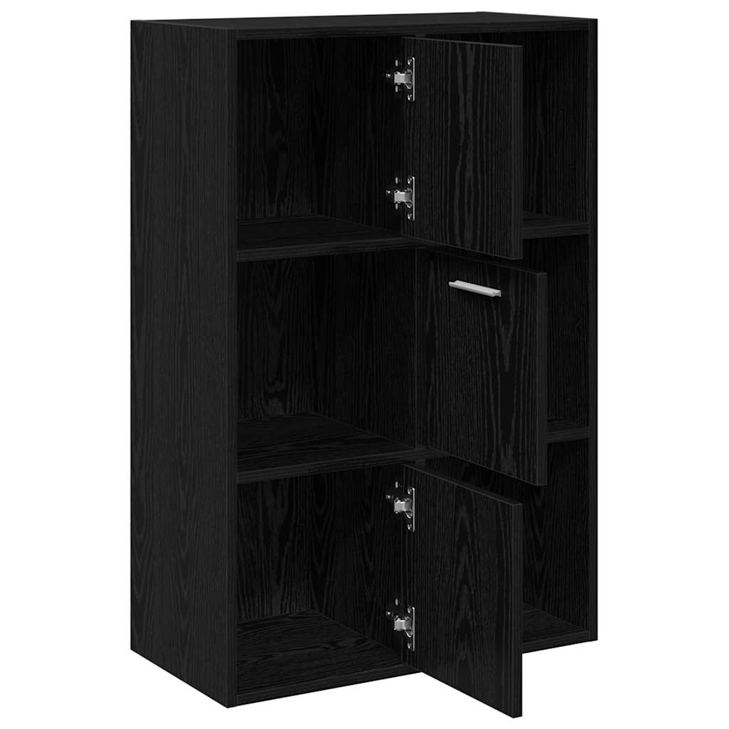 vidaXL Ραφιέρα με Ντουλάπια Μαύρη 60 x 29,5 x 90 εκ. από Επεξ. Ξύλο