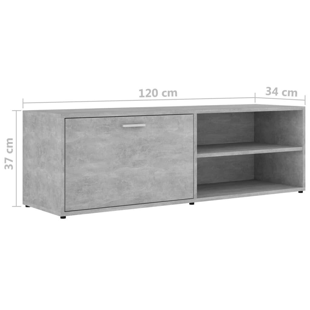vidaXL Έπιπλο Τηλεόρασης Γκρι Σκυροδέματος 120x34x37 εκ. Επεξ. Ξύλο