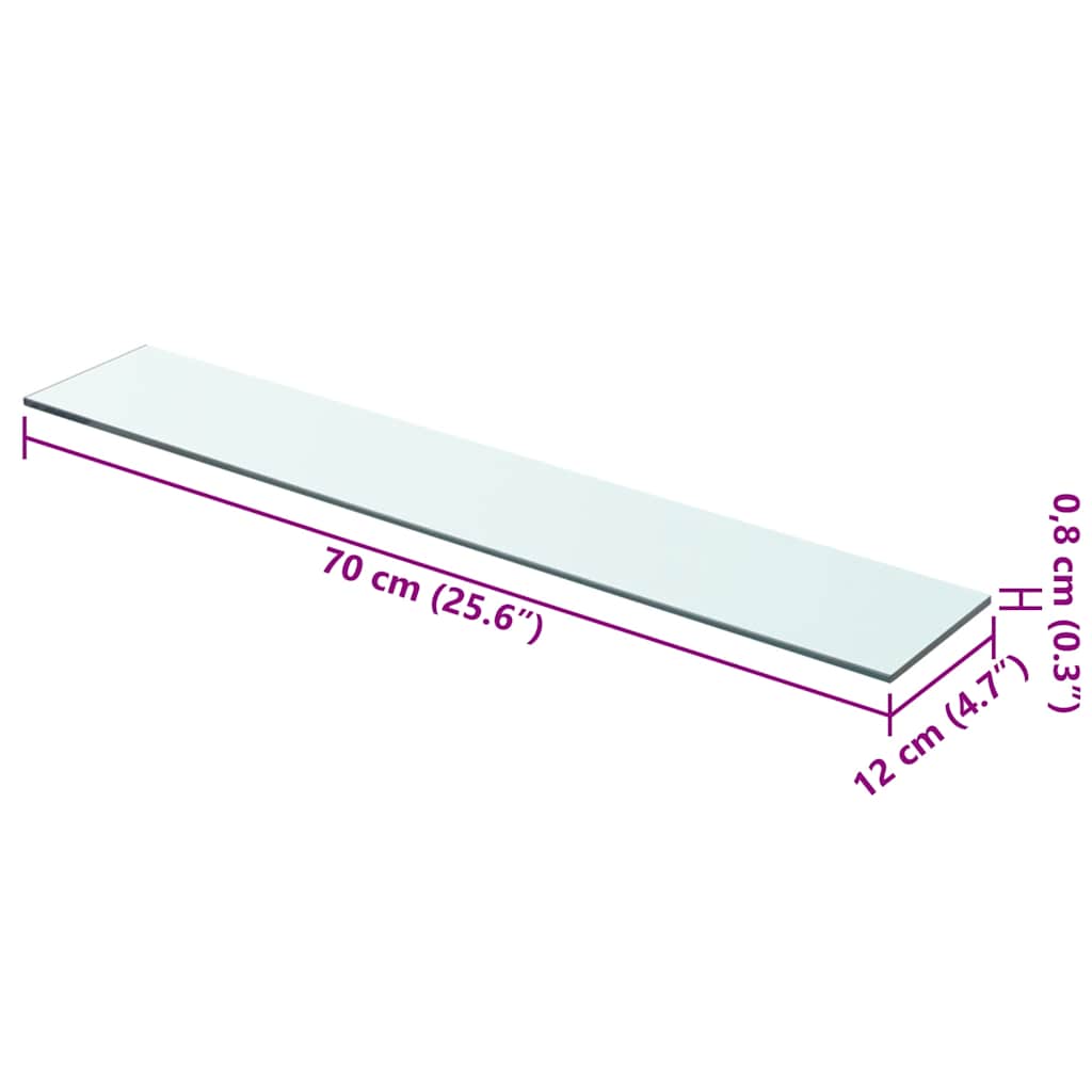 vidaXL Ράφια Πάνελ 2 τεμ. Διάφανα 70 x 12 εκ. Γυάλινα
