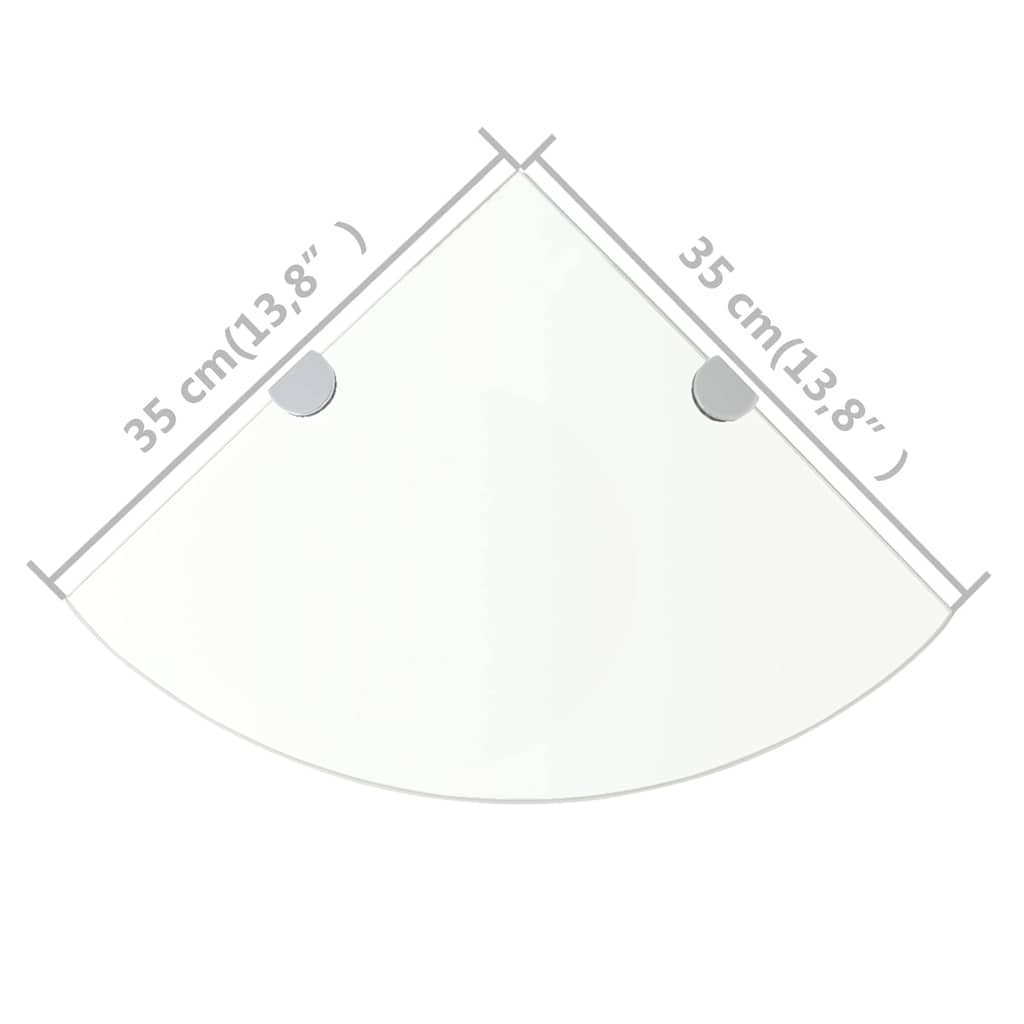 vidaXL Ράφια Γωνία 2 τεμ Διάφανα 35x35 εκ Γυάλινα + Στηρίγματα Χρωμίου