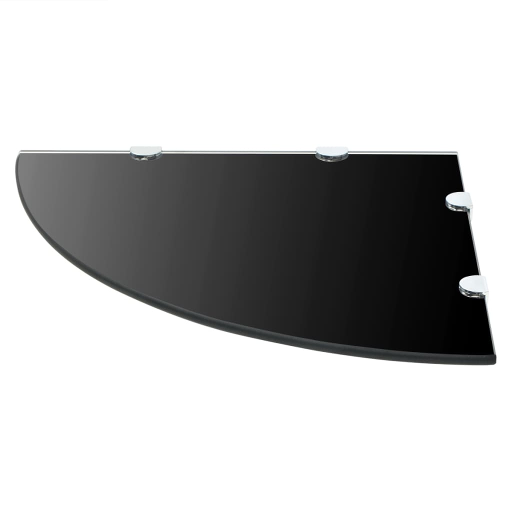 vidaXL Ράφια Γωνία 2 τεμ Μαύρα 45x45 εκ Γυάλινα + Στηρίγματα Χρωμίου