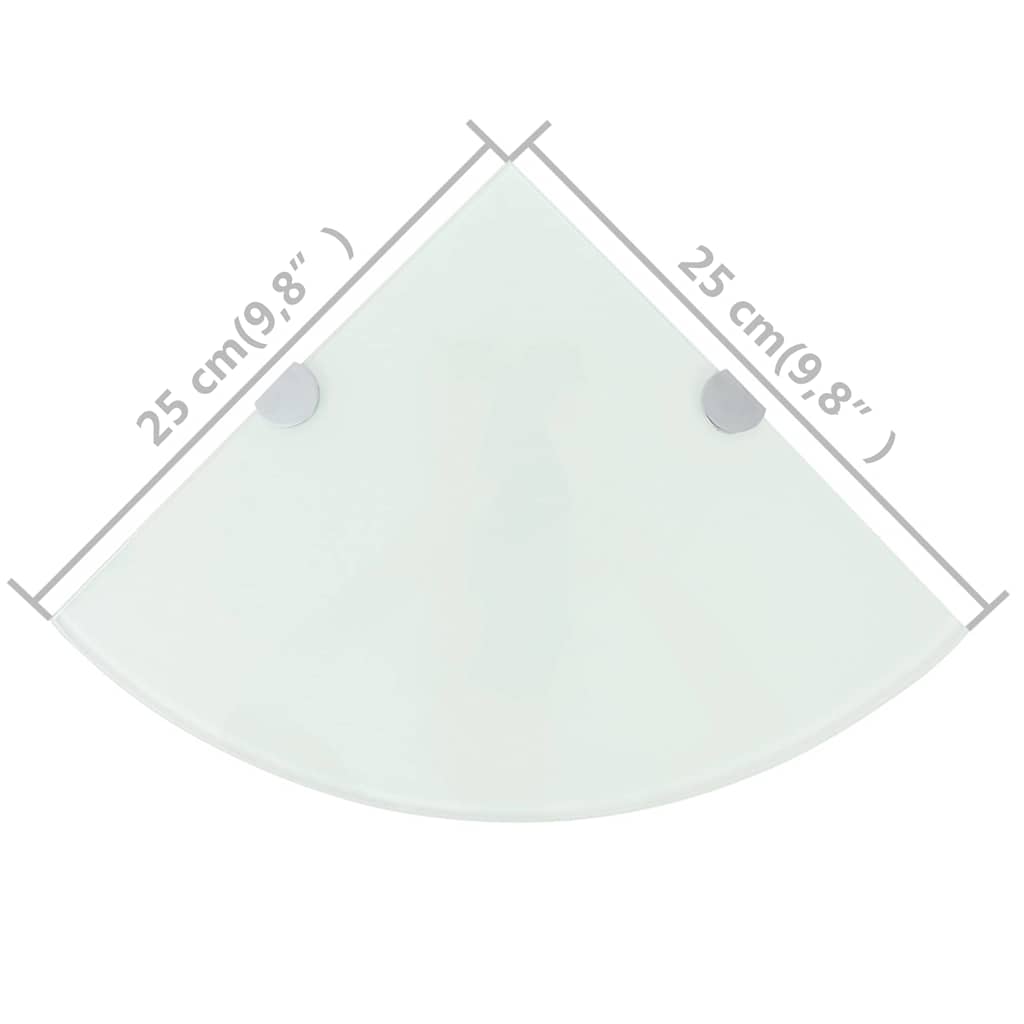 vidaXL Ράφια Γωνία 2 τεμ Λευκά 25x25 εκ Γυάλινα + Στηρίγματα Χρωμίου