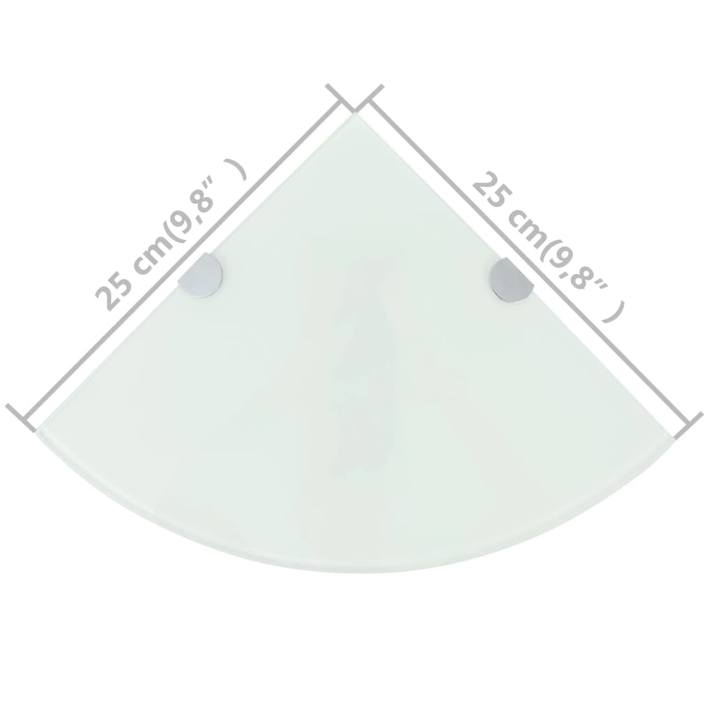 vidaXL Ράφια Γωνία 2 τεμ Λευκά 25x25 εκ Γυάλινα + Στηρίγματα Χρωμίου