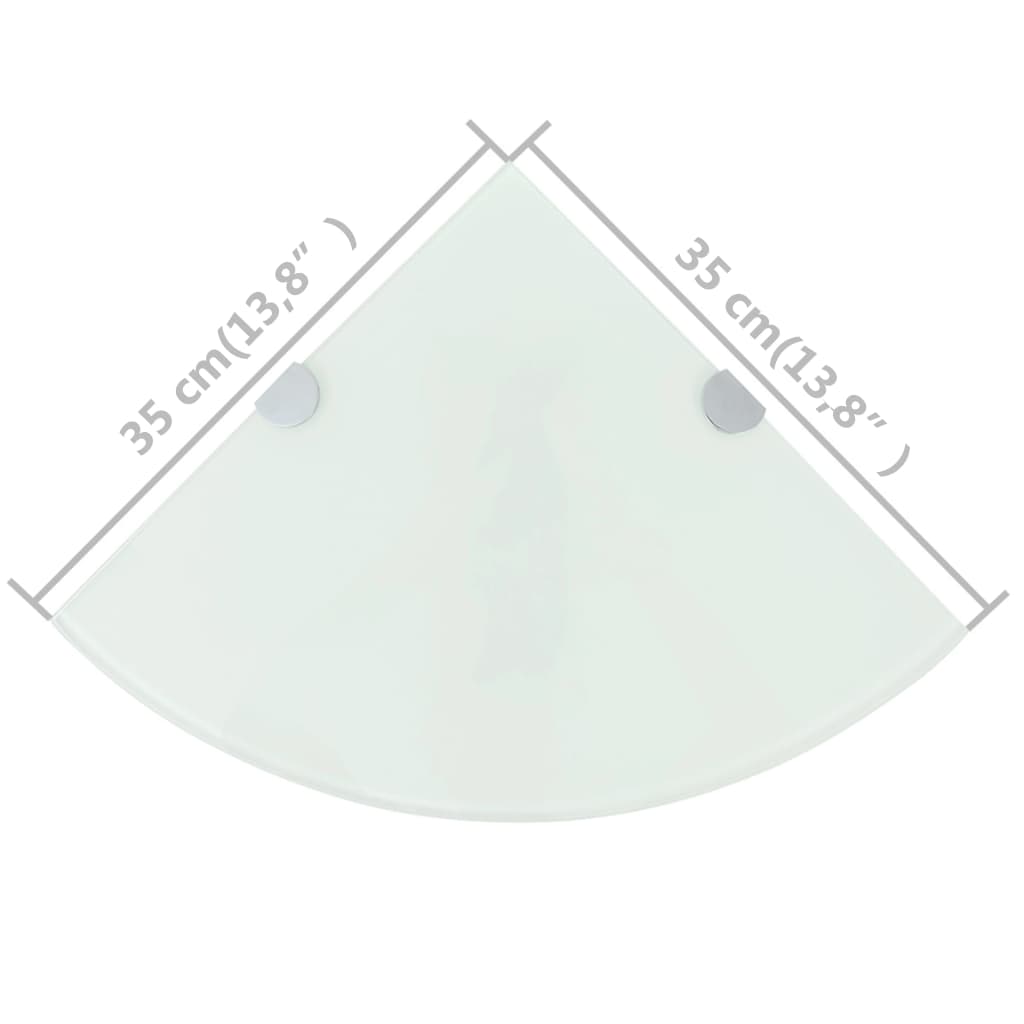 vidaXL Ράφια Γωνία 2 τεμ Λευκά 35x35 εκ Γυάλινα + Στηρίγματα Χρωμίου