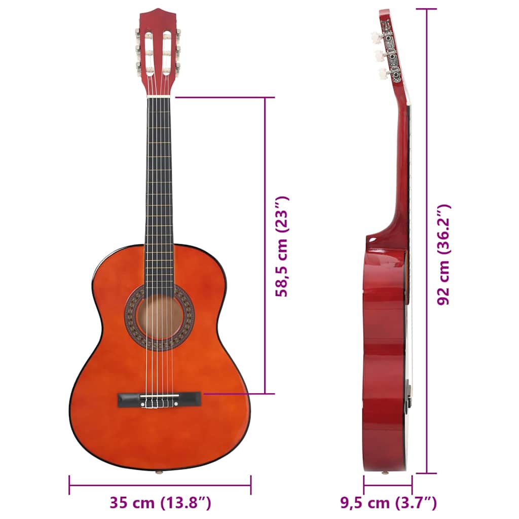 vidaXL Κλασική Κιθάρα Αρχάριους / Παιδιά Μαύρη 3/4 36" Ξύλο Φυλίρας