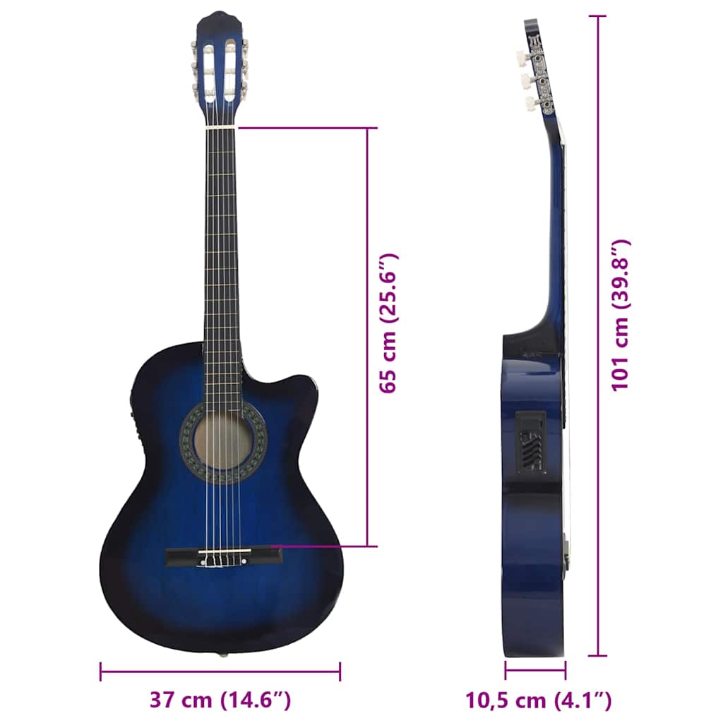 vidaXL Κιθάρα Western Classical Cutaway Μπλε με Ισοσταθμιτή 6 Χορδές
