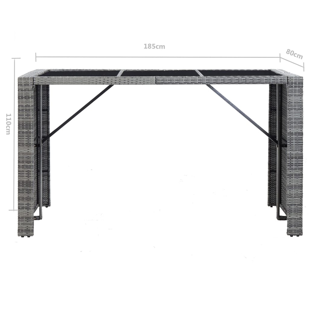 vidaXL Σετ Επίπλων Μπαρ Κήπου 7 τεμ. Γκρι Συνθετικό Ρατάν με Μαξιλάρια