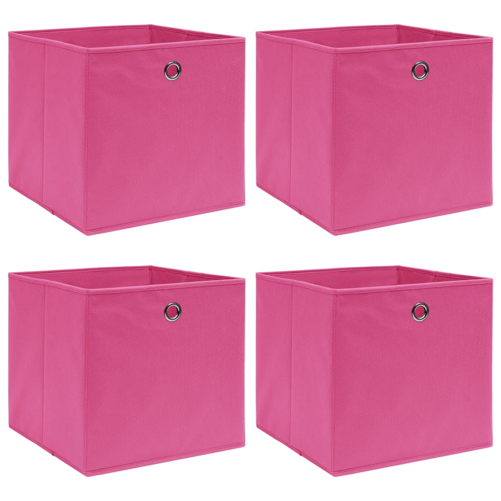 vidaXL Κουτιά Αποθήκευσης 4 τεμ. Ροζ 32 x 32 x 32 εκ. Υφασμάτινα