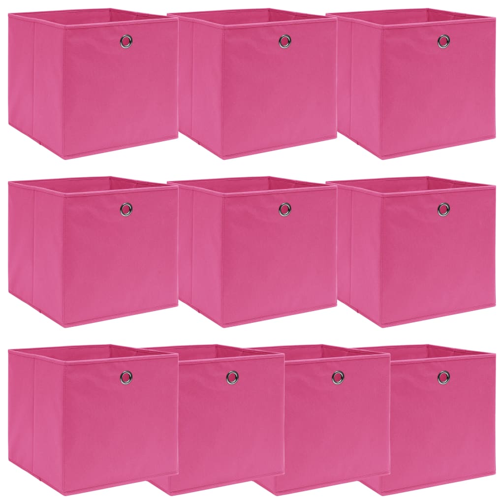 vidaXL Κουτιά Αποθήκευσης 10 τεμ. Ροζ 32 x 32 x 32 εκ. Υφασμάτινα