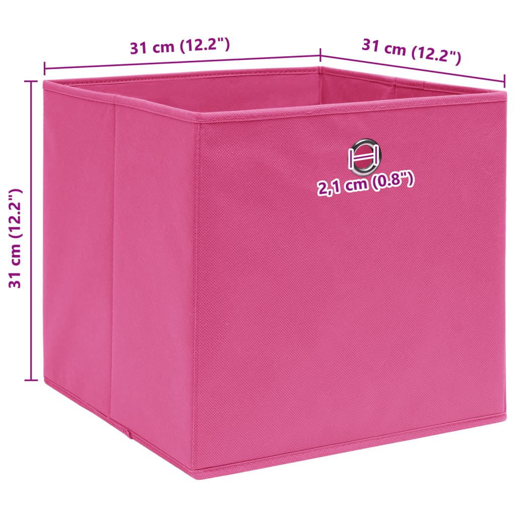 vidaXL Κουτιά Αποθήκευσης 10 τεμ. Ροζ 32 x 32 x 32 εκ. Υφασμάτινα
