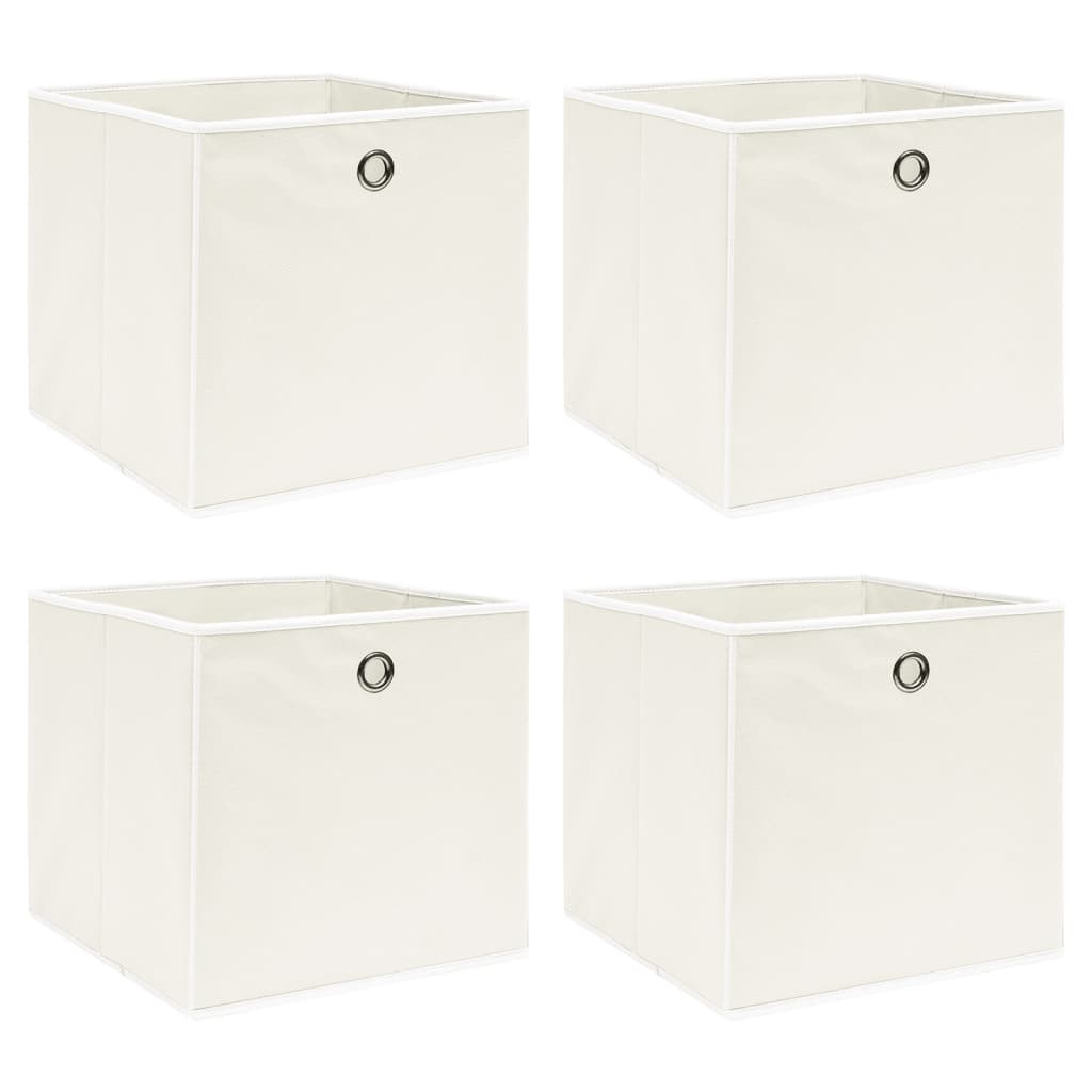 vidaXL Κουτιά Αποθήκευσης 4 τεμ. Λευκά 32 x 32 x 32 εκ. Υφασμάτινα
