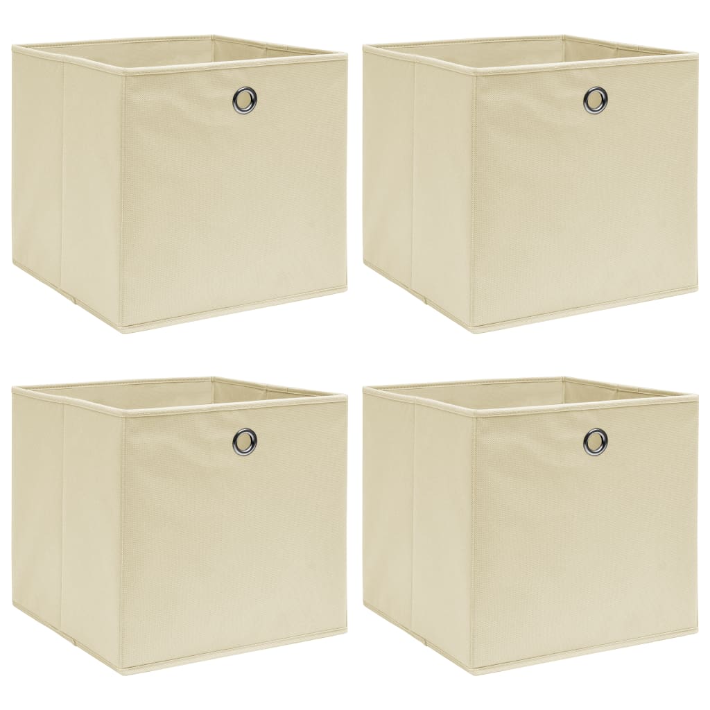 vidaXL Κουτιά Αποθήκευσης 4 τεμ. Κρεμ 32 x 32 x 32 εκ. Υφασμάτινα