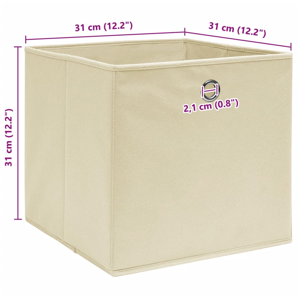 vidaXL Κουτιά Αποθήκευσης 4 τεμ. Κρεμ 32 x 32 x 32 εκ. Υφασμάτινα