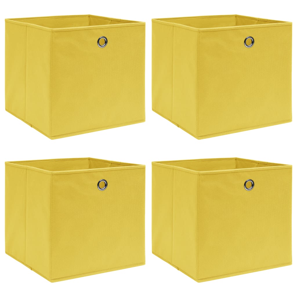 vidaXL Κουτιά Αποθήκευσης 4 τεμ. Κίτρινα 32 x 32 x 32 εκ. Υφασμάτινα