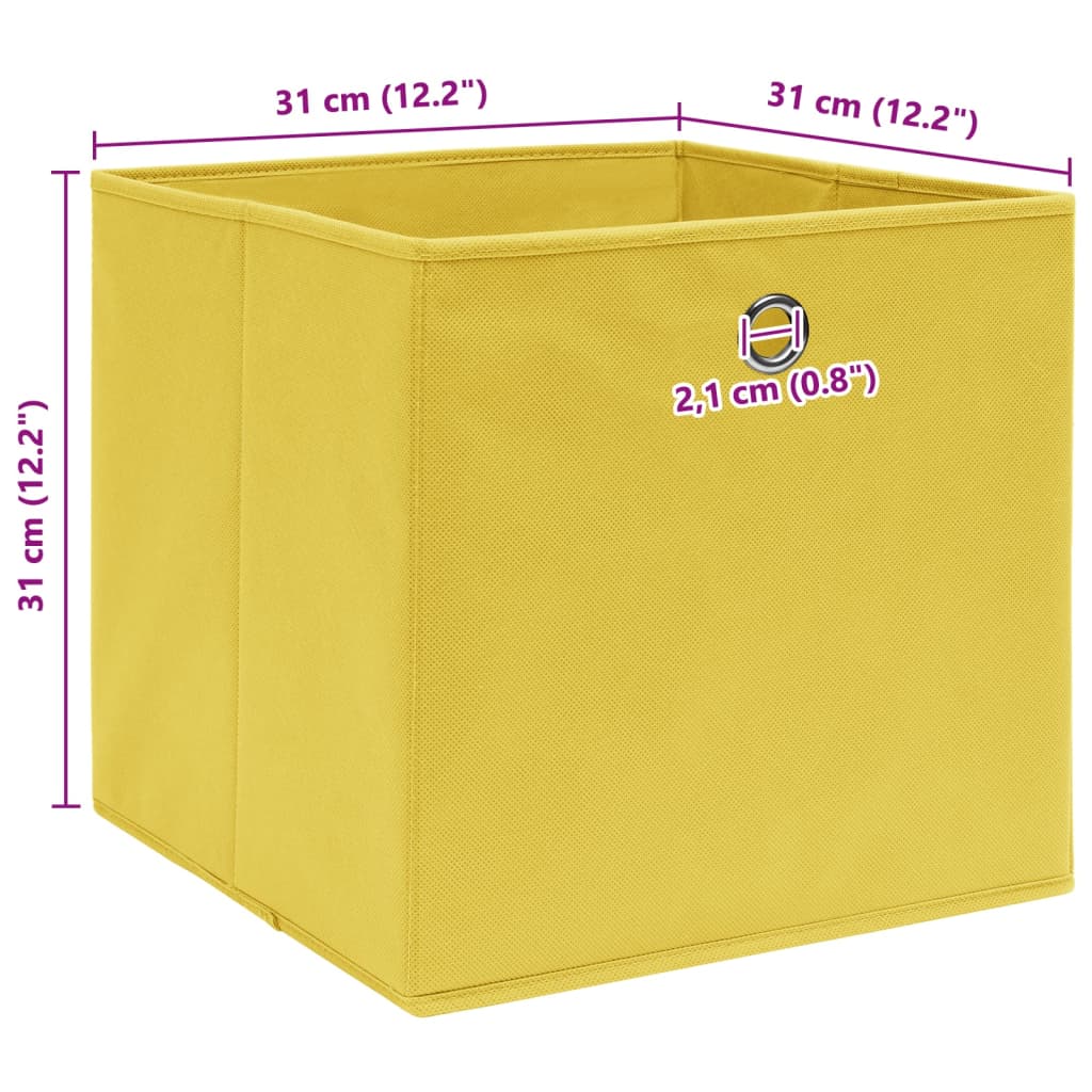 vidaXL Κουτιά Αποθήκευσης 10 τεμ. Κίτρινα 32 x 32 x 32 εκ. Υφασμάτινα