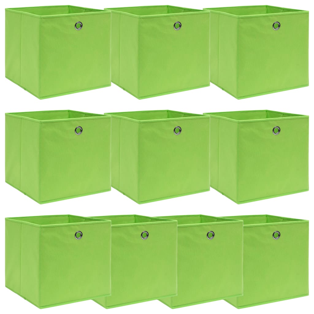 vidaXL Κουτιά Αποθήκευσης 10 τεμ. Πράσινα 32 x 32 x 32 εκ. Υφασμάτινα