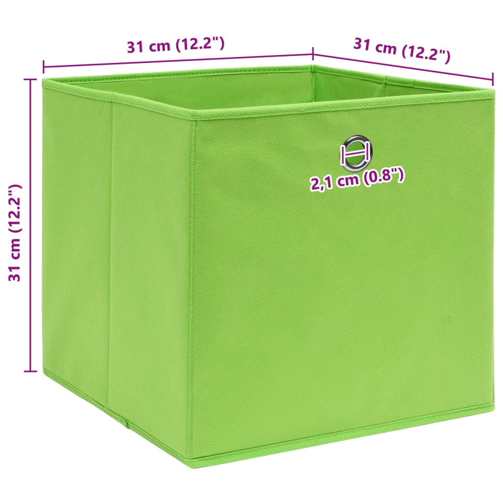 vidaXL Κουτιά Αποθήκευσης 10 τεμ. Πράσινα 32 x 32 x 32 εκ. Υφασμάτινα