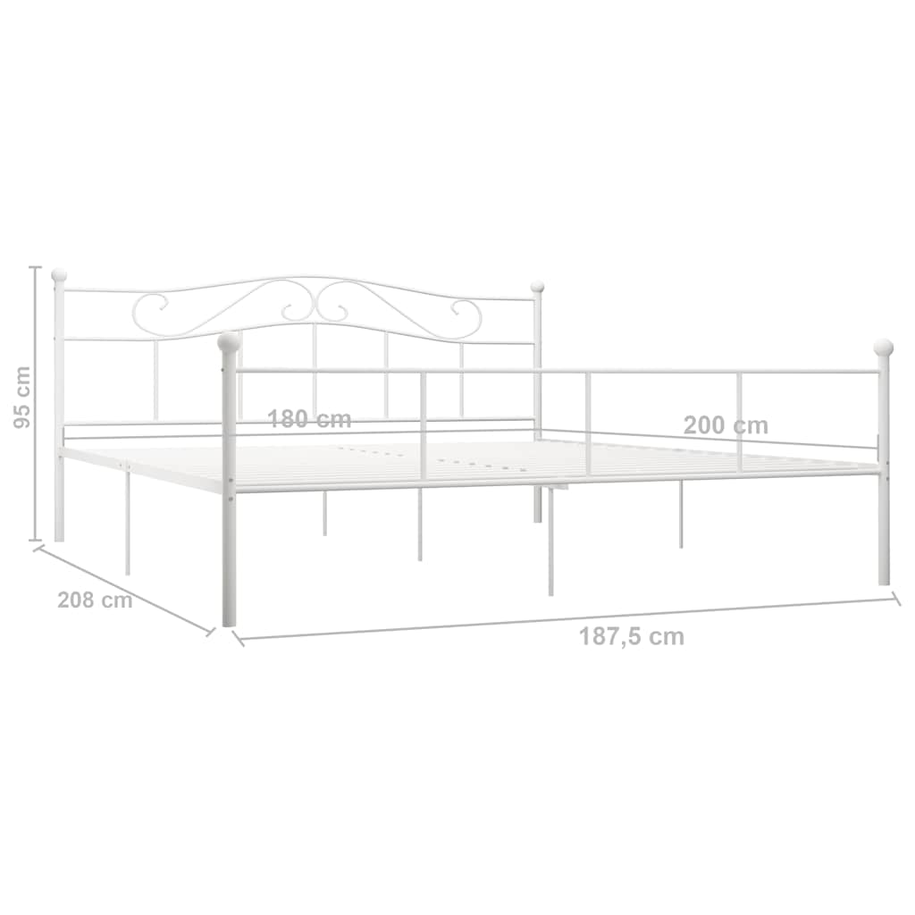 vidaXL Πλαίσιο Κρεβατιού Λευκό 180 x 200 εκ. Μεταλλικό
