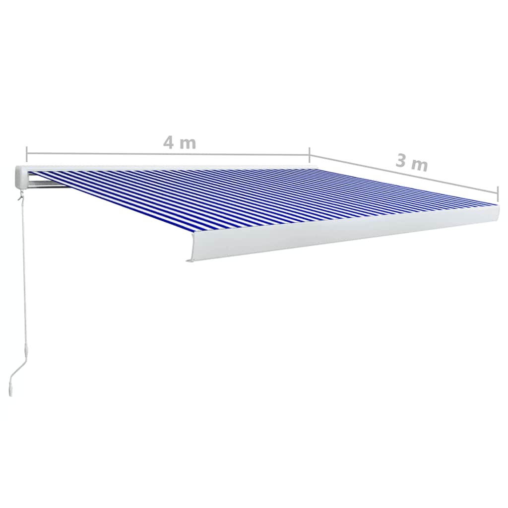 vidaXL Τέντα Κασετίνα Χειροκίνητη Μπλε / Λευκή 400 x 300 εκ.