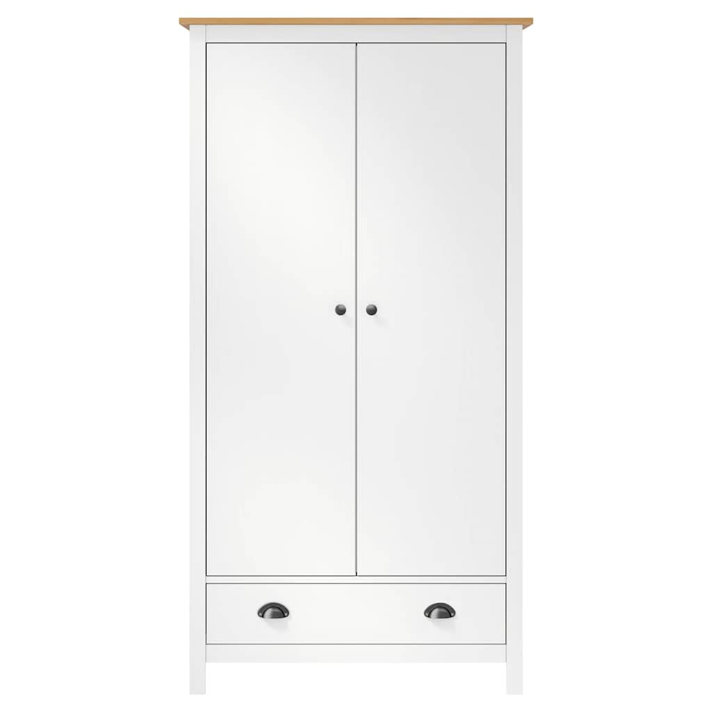 vidaXL Ντουλάπα Hill Δίφυλλη Λευκή 89x50x170 εκ. Μασίφ Ξύλο Πεύκου