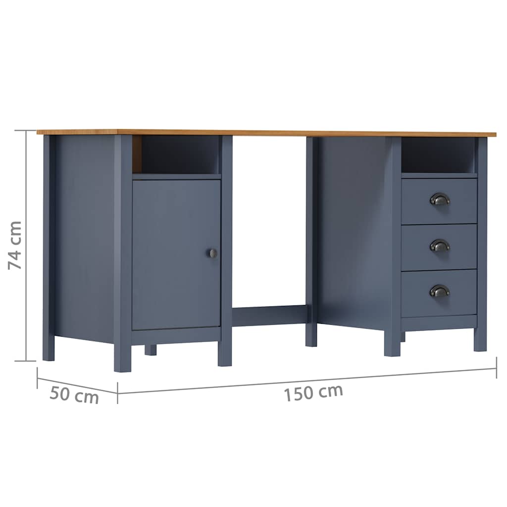 vidaXL Γραφείο Hill Γκρι 150x50x74 εκ. από Μασίφ Ξύλο Πεύκου