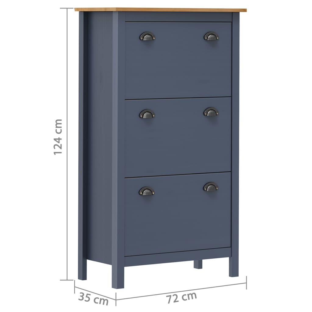vidaXL Παπουτσοθήκη Hill Γκρι 72 x 35 x 124 εκ. Ξύλο Πεύκου