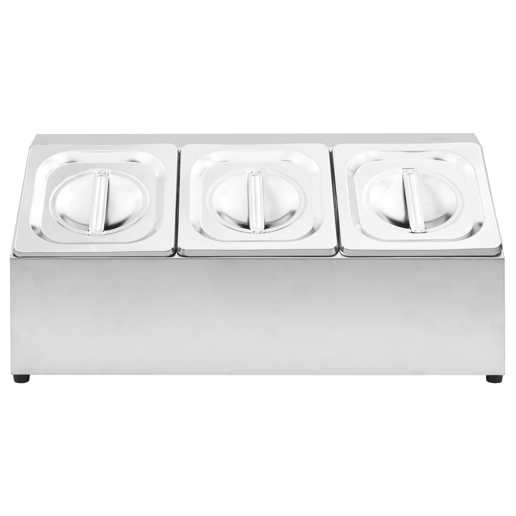 vidaXL Βάση για Λεκάνες Gastronorm με 3 Σκεύη GN 1/6 Ανοξείδωτο Ατσάλι