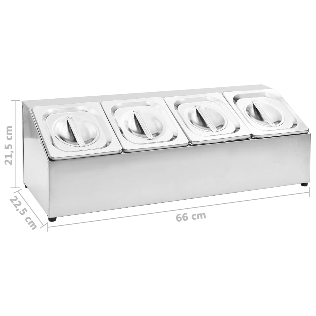 vidaXL Βάση για Λεκάνες Gastronorm με 4 Σκεύη GN 1/6 Ανοξείδωτο Ατσάλι