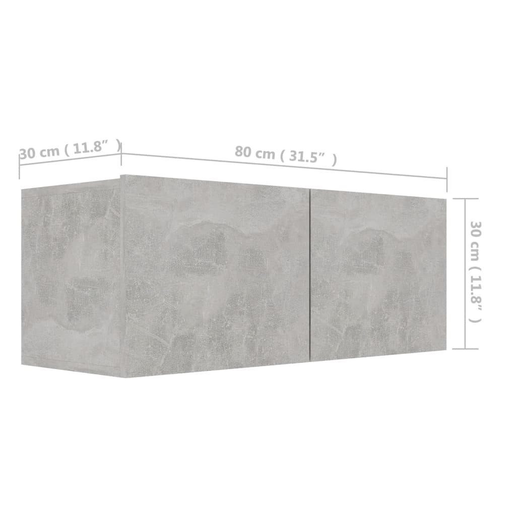 vidaXL Έπιπλο Τηλεόρασης Γκρι Σκυροδέματος 80x30x30 εκ. από Επεξ. Ξύλο
