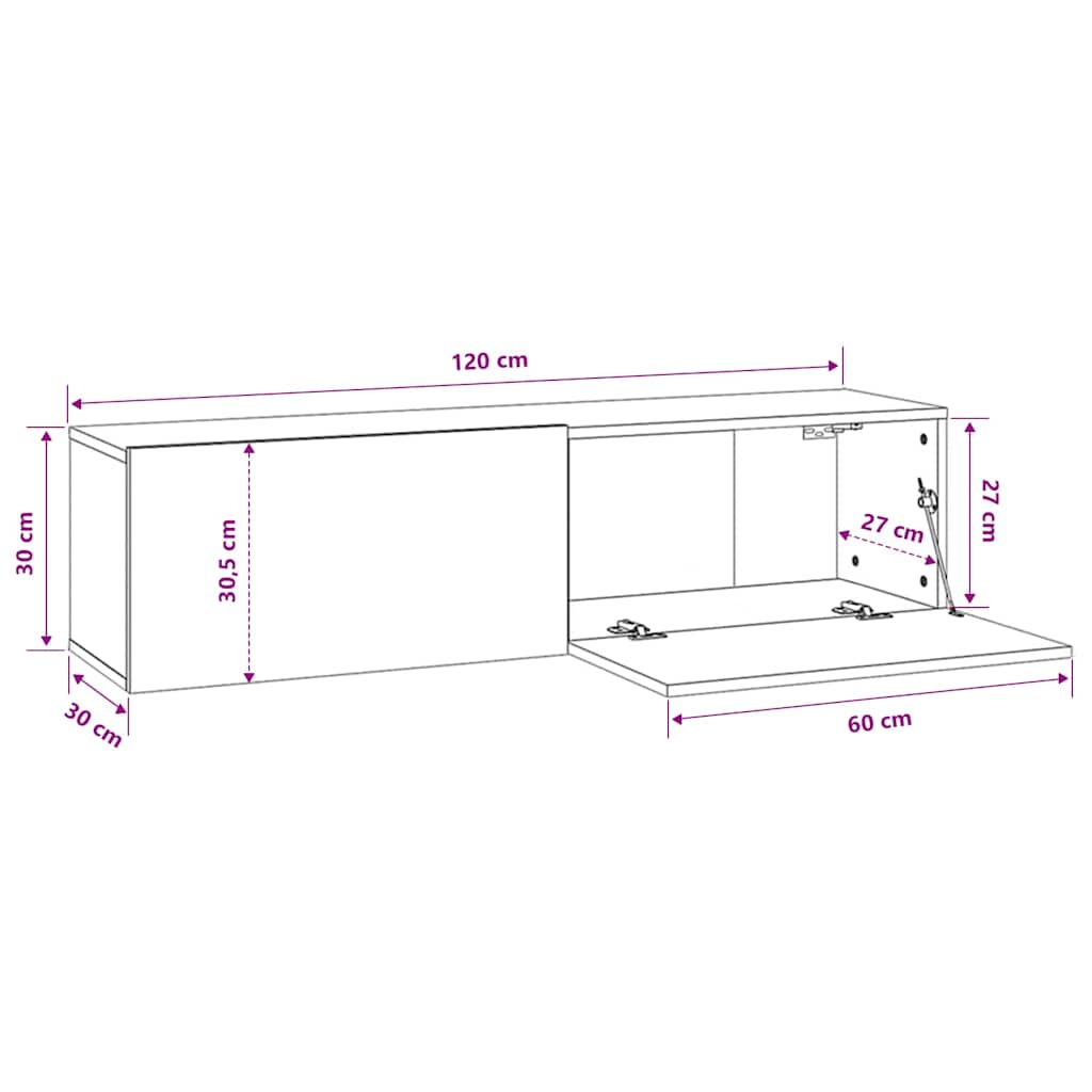 vidaXL Έπιπλο Τηλεόρασης Μαύρο 120 x 30 x 30 εκ. από Επεξ. Ξύλο