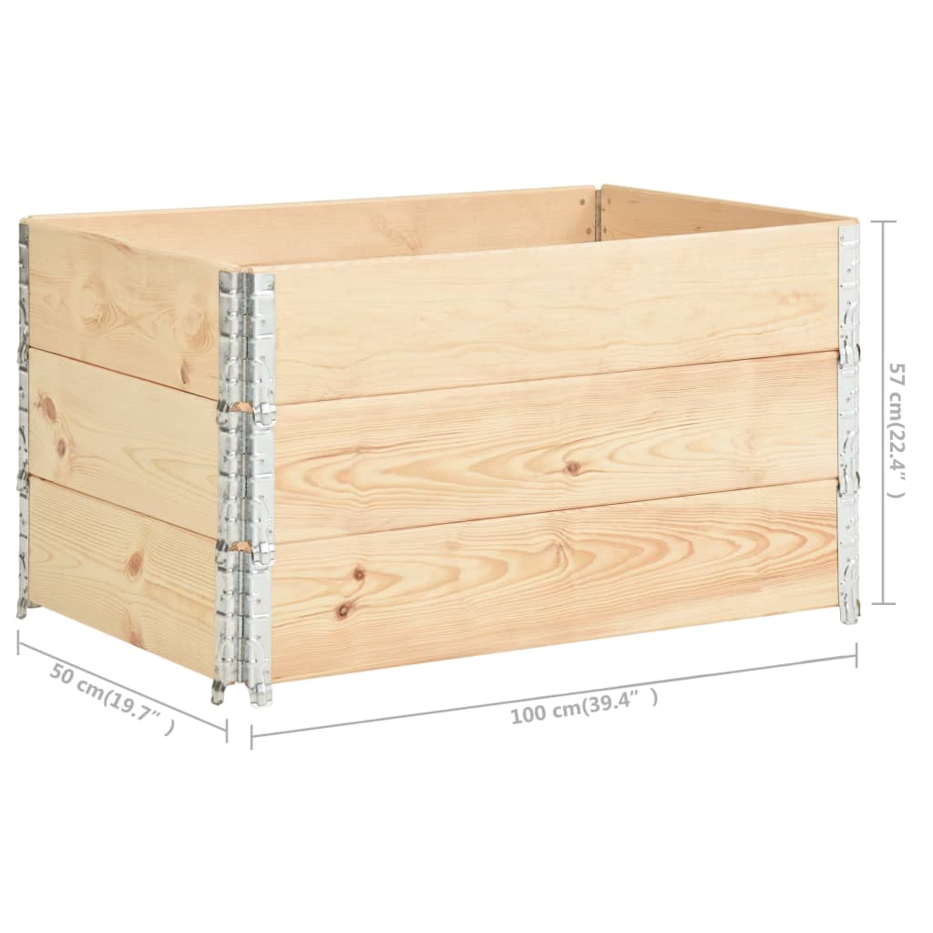 vidaXL Κολάρα Παλέτας 3 τεμ. 50 x 100 εκ. από Μασίφ Ξύλο Πεύκου