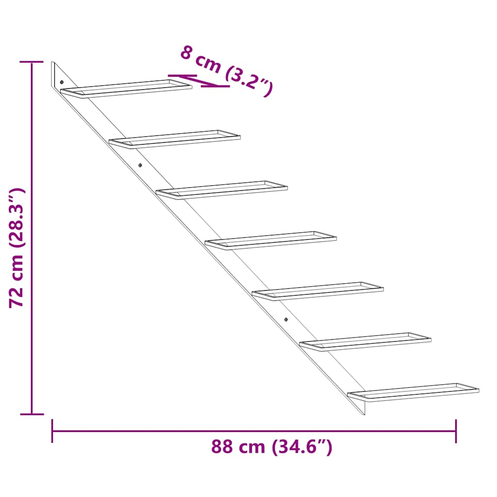 vidaXL Βάση Κρασιών Τοίχου για 7 Φιάλες Μαύρη Μεταλλική