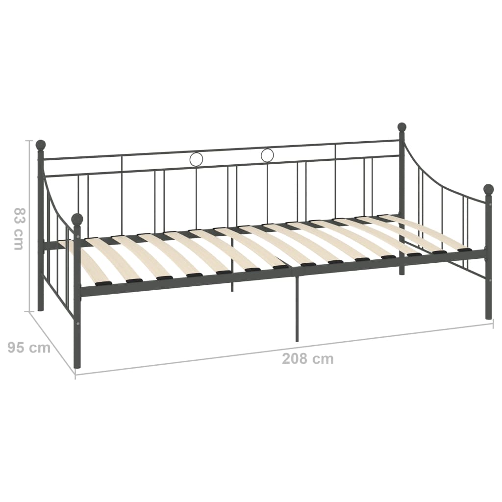 vidaXL Πλαίσιο για Καναπέ - Κρεβάτι Γκρι 90 x 200 εκ. Μεταλλικό