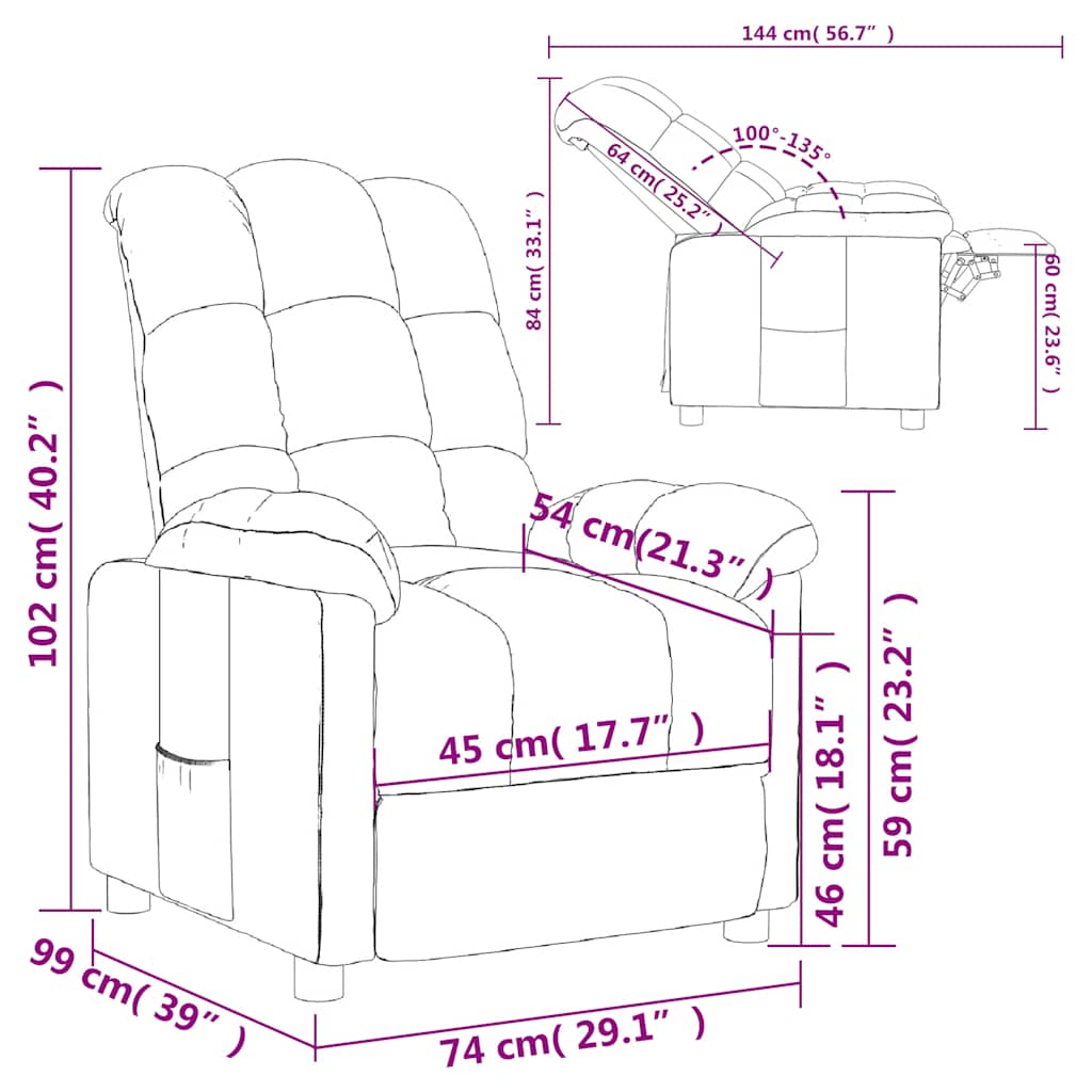 vidaXL Πολυθρόνα Ανακλινόμενη Ανοιχτό Γκρι Υφασμάτινη