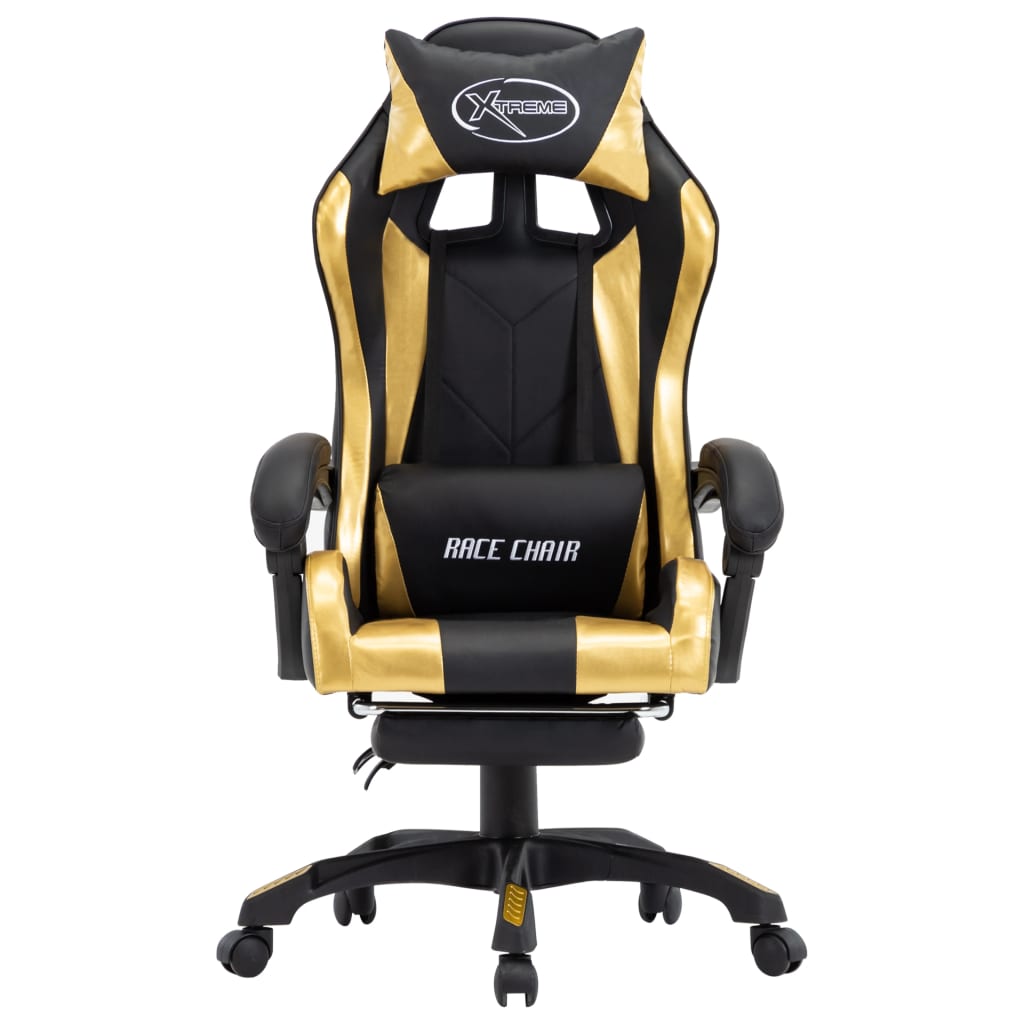 vidaXL Καρέκλα Racing με Υποπόδιο Χρυσή/Μαύρη από Συνθετικό Δέρμα