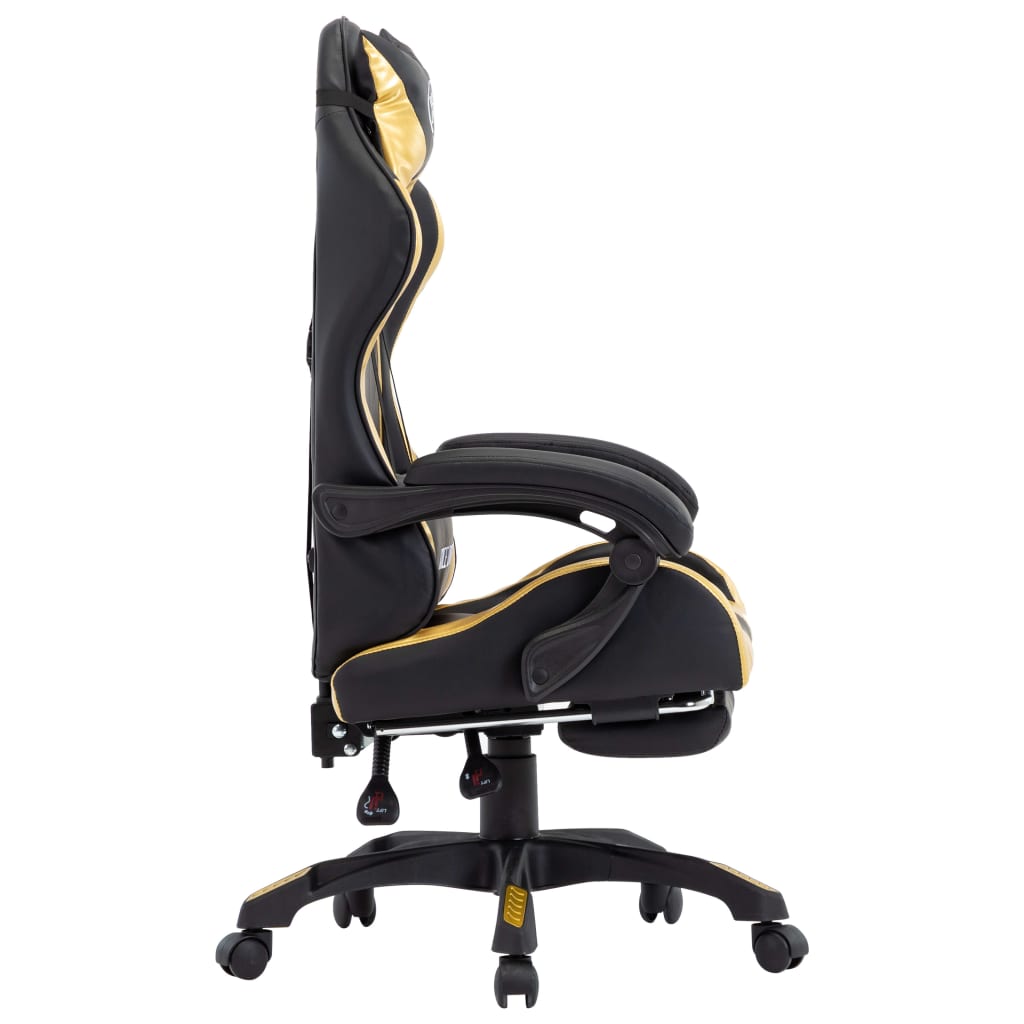 vidaXL Καρέκλα Racing με Υποπόδιο Χρυσή/Μαύρη από Συνθετικό Δέρμα