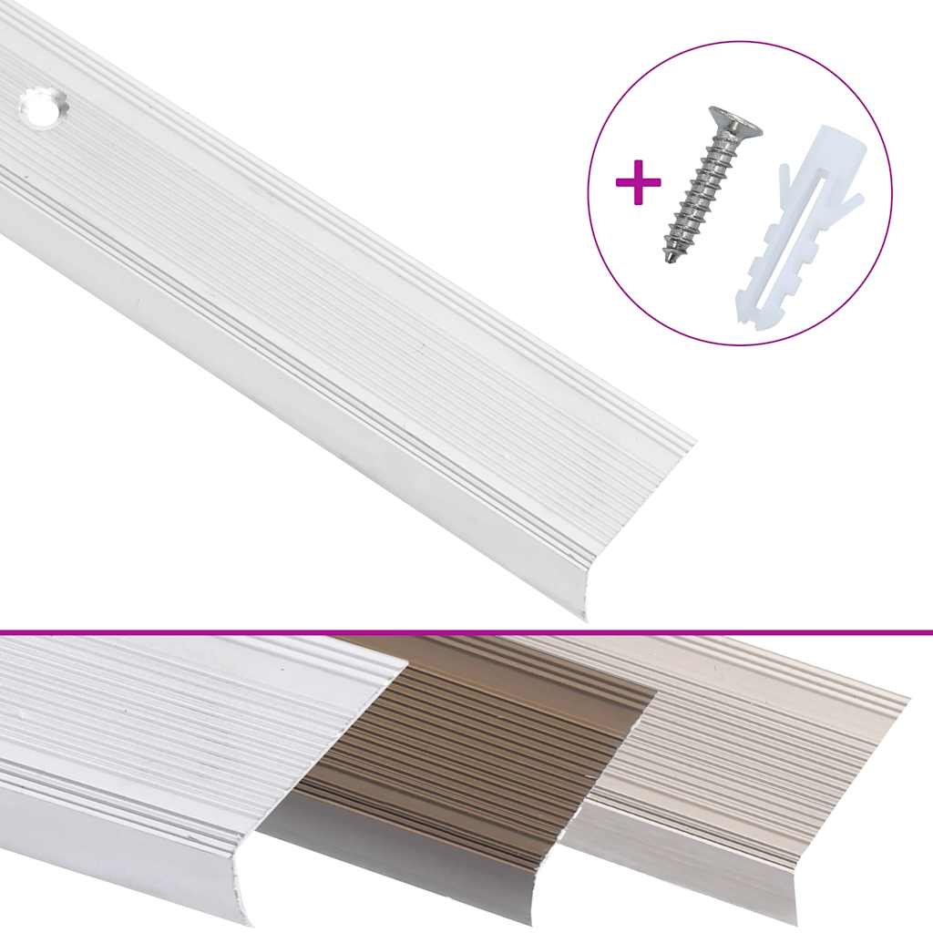 vidaXL Προφίλ για Σκαλοπάτια Σχήμα Γ 5 τεμ. Ασημί 90 εκ. Αλουμινίου