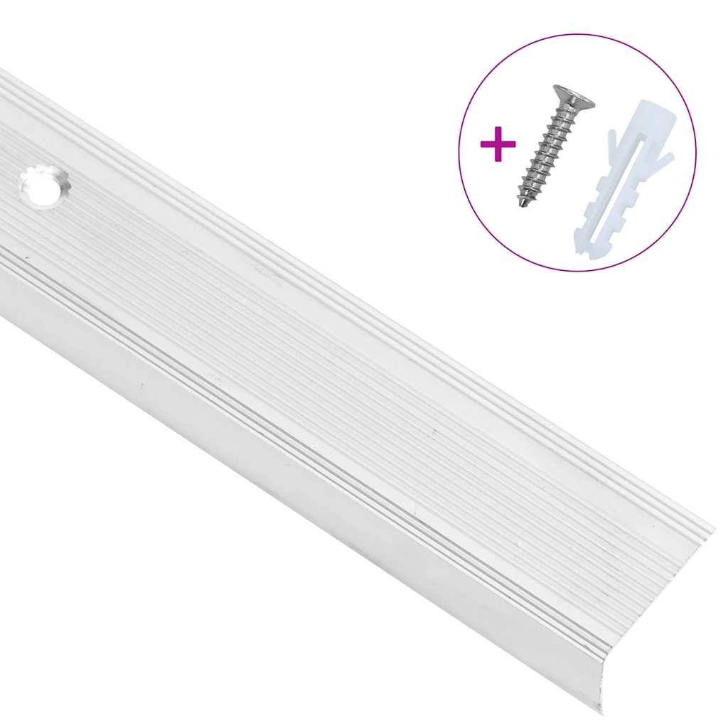 vidaXL Προφίλ για Σκαλοπάτια Σχήμα Γ 5 τεμ. Ασημί 90 εκ. Αλουμινίου