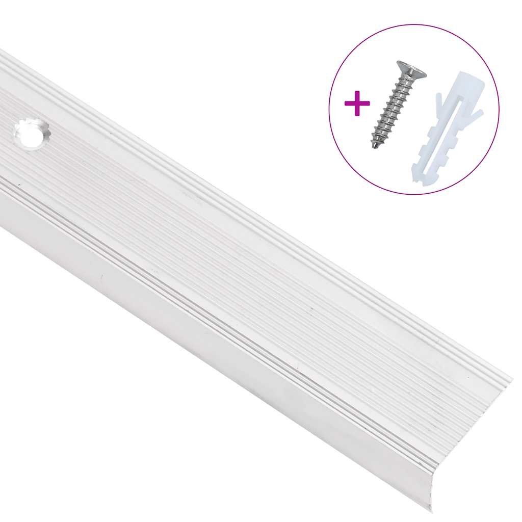 vidaXL Προφίλ για Σκαλοπάτια Σχήμα Γ 5 τεμ. Ασημί 90 εκ. Αλουμινίου