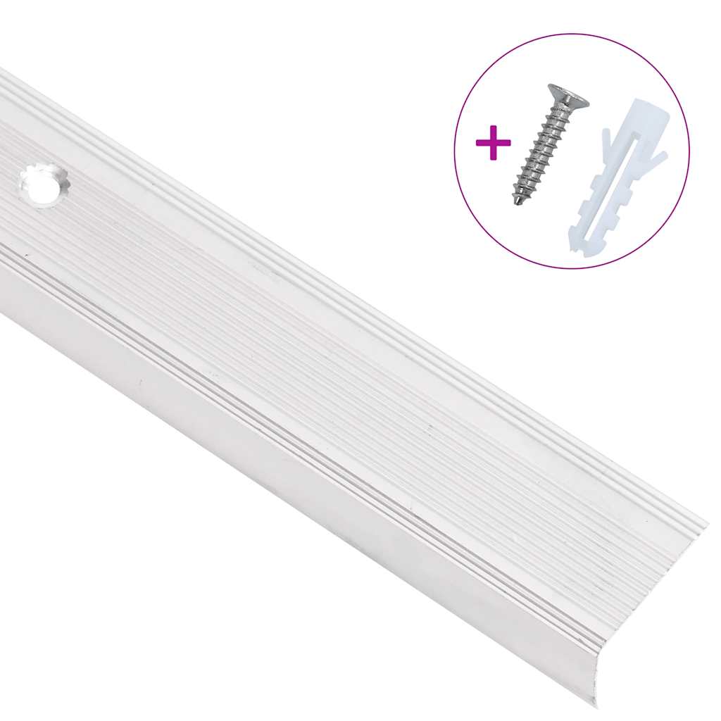 vidaXL Προφίλ για Σκαλοπάτια Σχήμα Γ 15 τεμ. Ασημί 90 εκ. Αλουμινίου