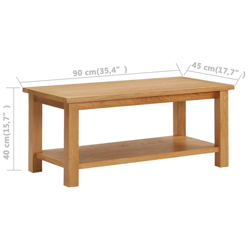 vidaXL Τραπεζάκι Σαλονιού 90 x 45 x 40 εκ. από Μασίφ Ξύλο Δρυός