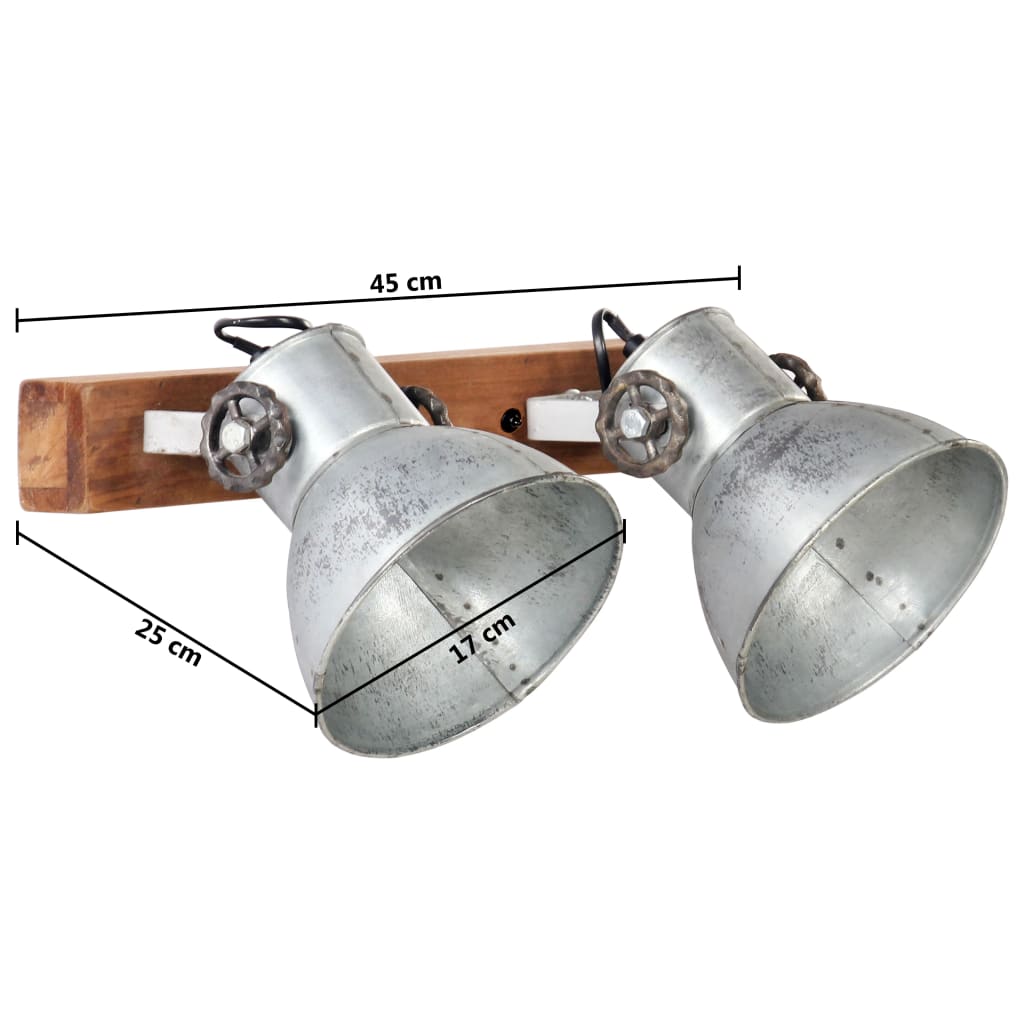 vidaXL Φωτιστικό Τοίχου Industrial Ασημί 45x25 εκ. Ε27