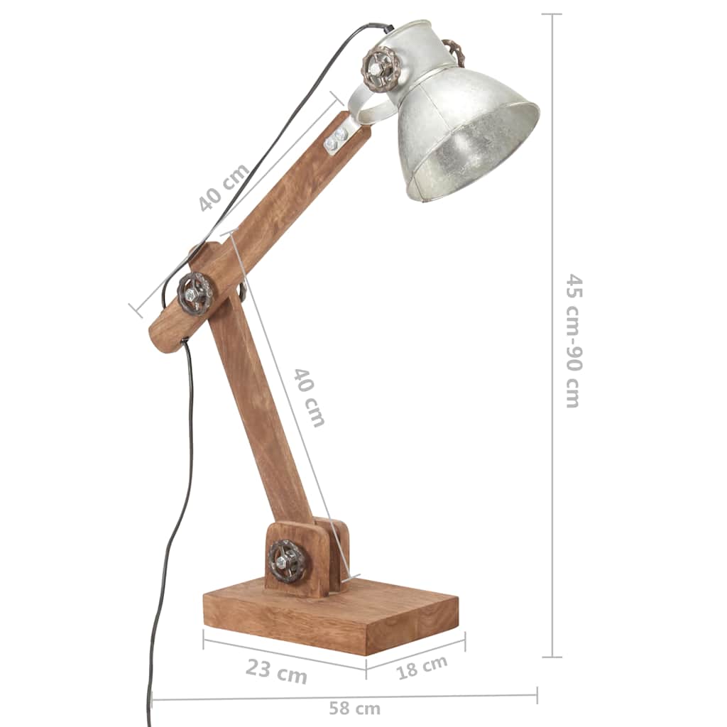 vidaXL Φωτιστικό Επιτραπέζιο Industrial Στρ. 25 W Ασημί 58x18x90εκ Ε27