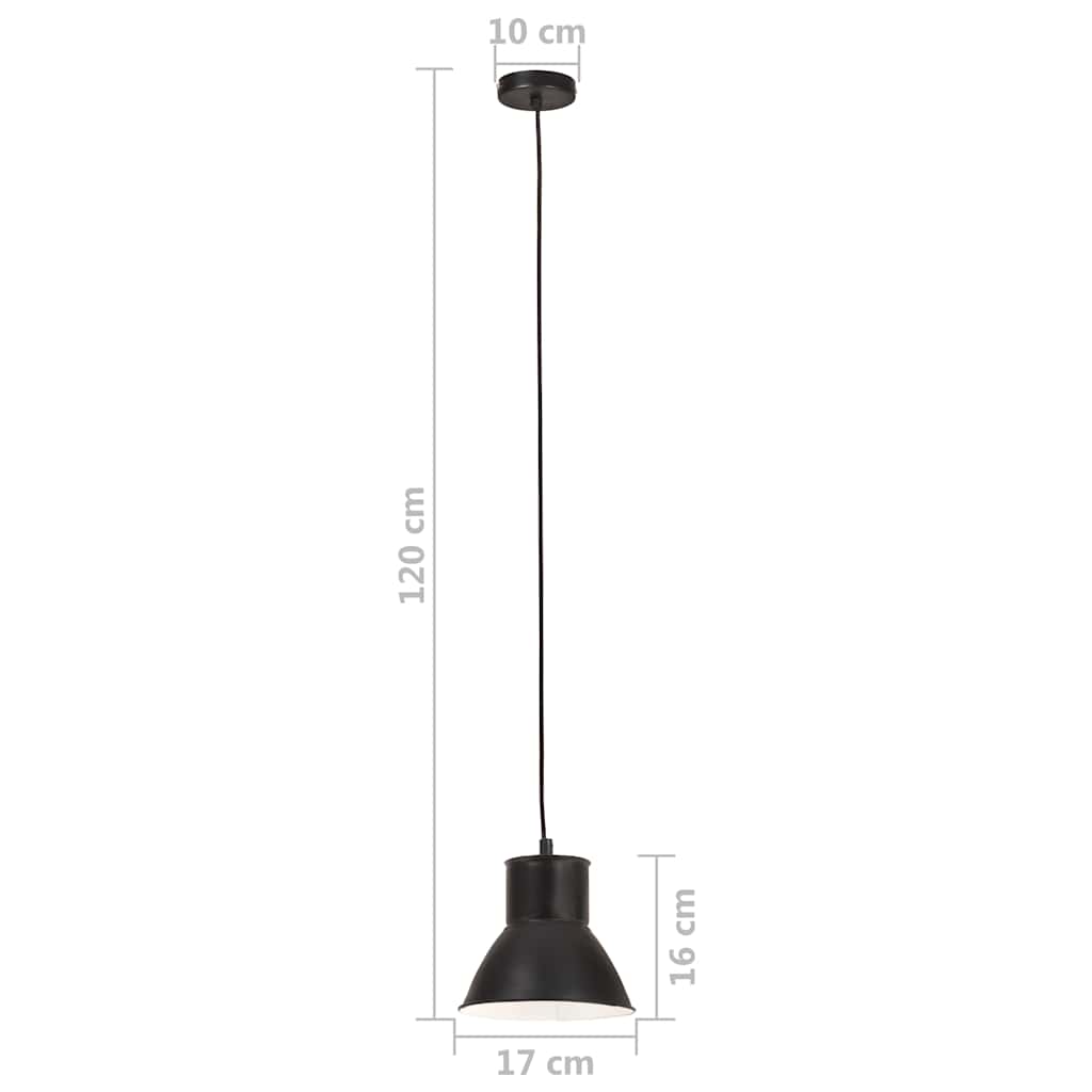 vidaXL Φωτιστικό Κρεμαστό Στρογγυλό 25 W Μαύρο 17 εκ. Ε27