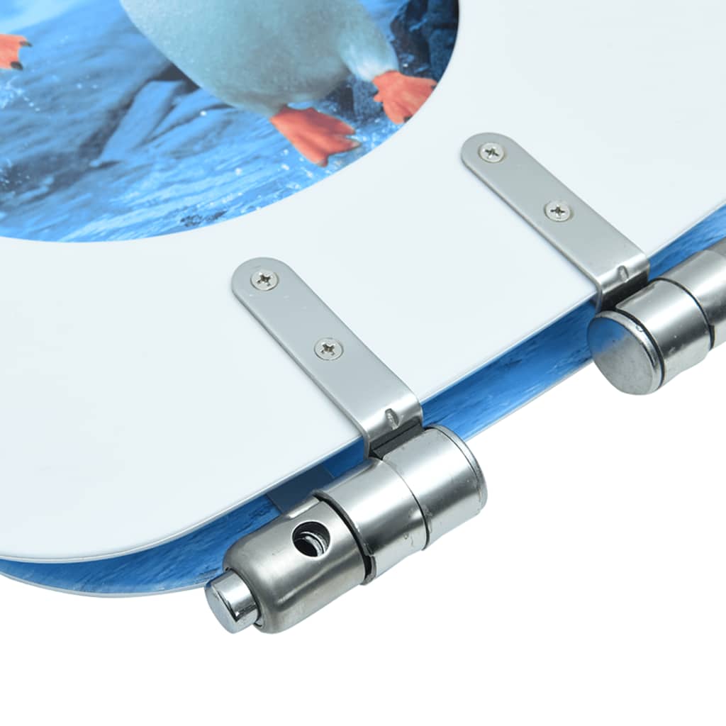 vidaXL Κάλυμμα Λεκάνης με Καπάκι Soft Close Σχέδιο Πιγκουίνοι από MDF